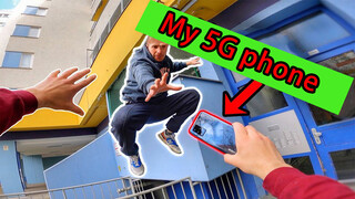 ใช้โทรศัพท์ 5G ถ่ายปาร์กัวร์สุดเจ๋ง วิ่งรอบถนนในเมืองเบอร์ลิน