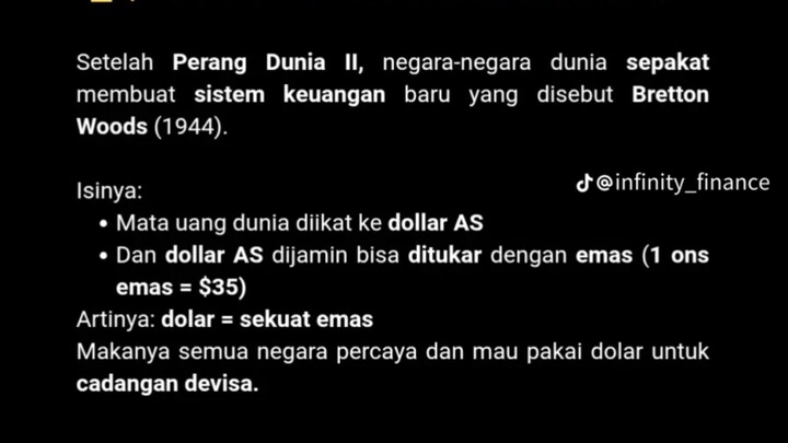 lepas nya Dollar AS dari bekingan emas