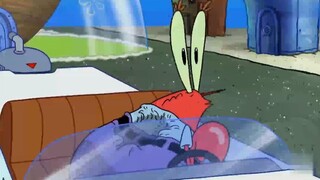 Mr. Krabs’ armor is really high. Sandy drives a helicopter and fires missiles, but it only breaks th