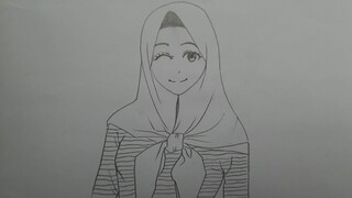 MUDAH BANGET !!!  CARA MENGGAMBAR ANIME CEWEK BERHIJAB