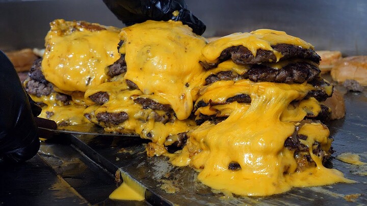 미국식 트리플 치즈버거 / American Style Triple Cheeseburger - Korean Street Food