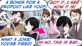 My Boss Fired Me Right Before Bonus Day! Then He Found Out Who I Really Am and…[RomCom Manga Dub]