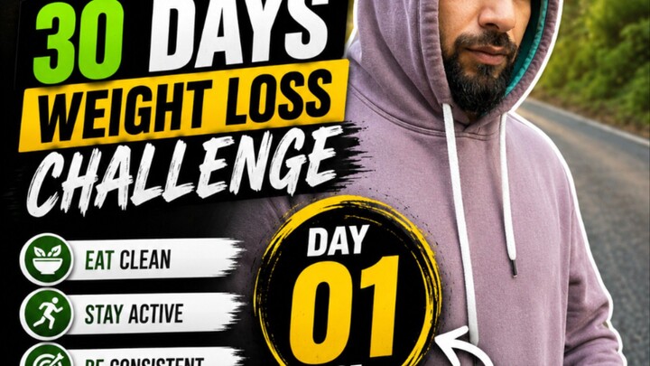 🔥 Day 20 of My 30 Days Weight Loss Challenge!Aaj se ek aur challenge start — Day 01 of 10K Steps Ch