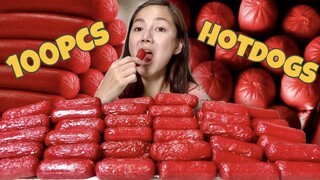 100 PCS HOTDOG CHALLENGE | HOTDOG OVERLOAD!