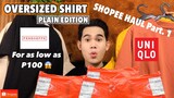 SHOPEE HAUL ( OVERSIZED SHIRT PLAIN EDITION ) Pro Club Inspired Plain Shirt