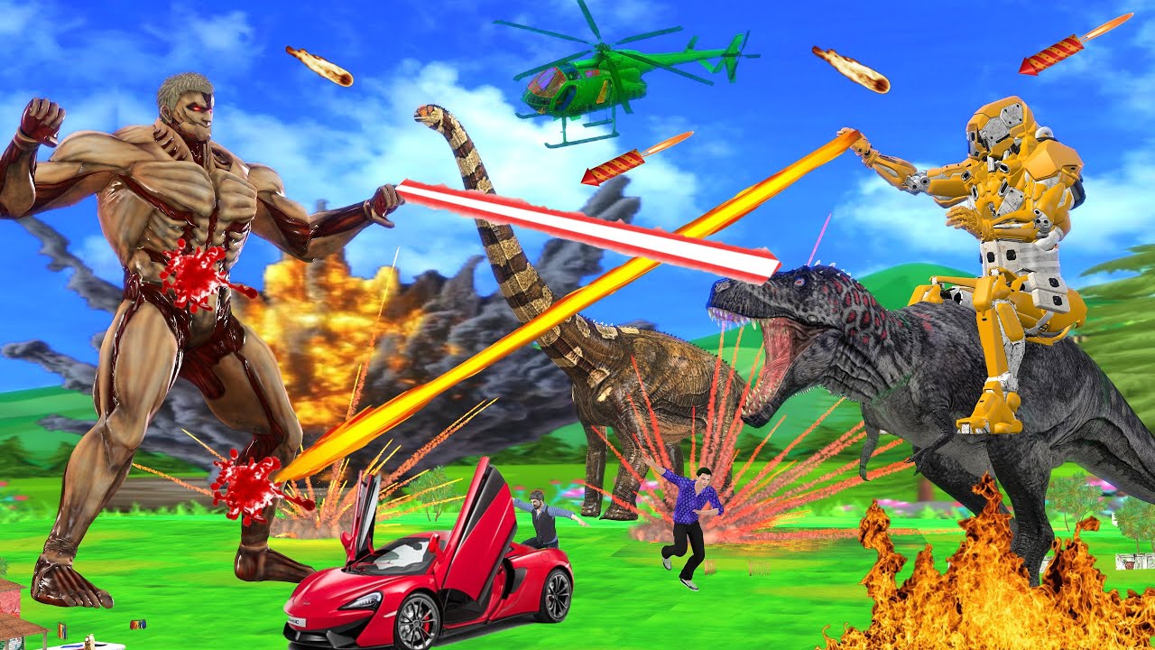 डायनासोर राक्षस Giant Dinosaur Monster Vs Titan Car Robot Hindi Kahaniya  Comedy कहानी Comedy Video - Bilibili