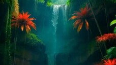 Air Terjun Dengan hujan dan Petir