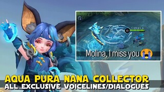 NANA AQUA PURA COLLECTOR SKIN ALL NEW EXCLUSIVE VOICELINES/DIALOGUES | MOLINA IS DEAD! | MLBB