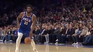 Joel Embiid amazing euro step to Capela