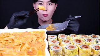 mukbang tokbokki và gimbap ngon cực #amthuc #monngon