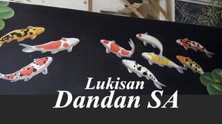 Saat Proses Mendasari Melukis Ikan Koi Dengan Hasil Bagus / Acrylic on Canvas / Art Painting