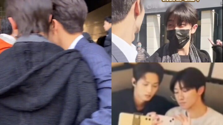 Junni is filming a drama; Xiao Ba makes a surprise visit to the set. The two buddies hug each other 