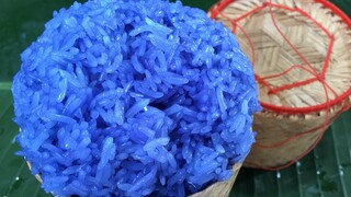 วิธีนึ่งข้าวเหนียวดอกอัญชัน เคล็ดลับทำข้าวเหนียวนุ่ม / How to make purple sticky rice
