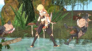 【原神MMD 】金发少年为寻其妹，暴打丘丘人