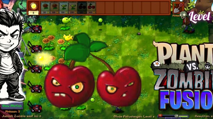Plants VS Zombie Fusion - Level 1 - 2 : Support dari Cherry Bomb yang Merah