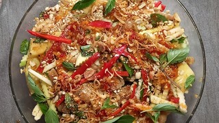 gỏi trái cây khô cá mặn. món chay thanh đạm