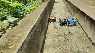 The fastest race of four-wheel drive cars in the drainage canal is more exciting than the animation.