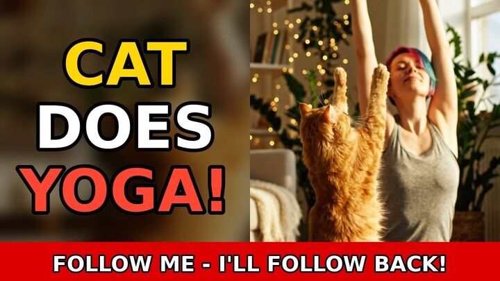 Her morning yoga partner takes it VERY seriously 🧘🐱
