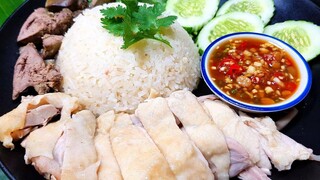 ข้าวมันไก่หม้อหุงข้าว ข้าวหอม ไก่นุ่ม น้ำจิ้มแซ่บๆ hai Hainanese Chicken Rice