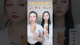 Sisters Emoji Eating Challenge | #asmr #food #funny #eating #shorts