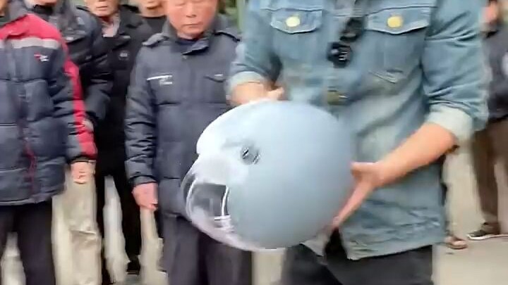 Only the helmet remained undamaged after the car crash.