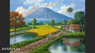 HOW TO PAINT A RURAL LANDSCAPE / CARA MELUKIS PEMANDANGAN ALAM PEDESAAN / SAWAH BY DANDAN SA, TTR 39