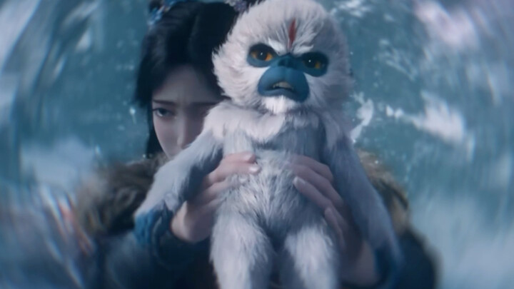 He frowned and protected the monkey in front of him.