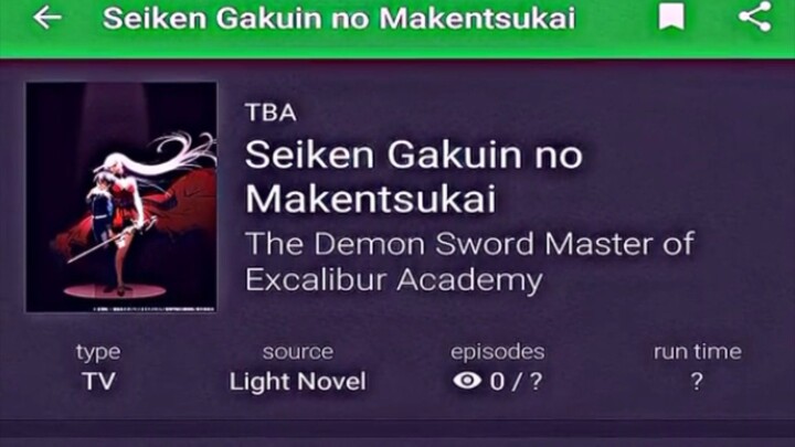 ANIME BARU.       JUDUL: seiken gakuin no makentsukai