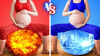 HOT vs COLD Pregnant! Girl On FIRE VS ICY Girl II Funny Pregnancy Situations by GOTCHA!