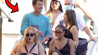 คู่รักทะเลาะกันบนบันไดเลื่อนเล่นตลก 2!!