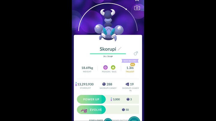 Pokémon GO-XXL Slorupi(Weight-18.69kg, Height-1.3m)