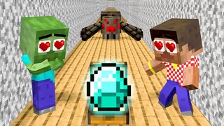 Monster School: TREASURE HUNT CHALLENGE by Herobrine vs Zombie Boy - Sad Story - Minecraft Animation