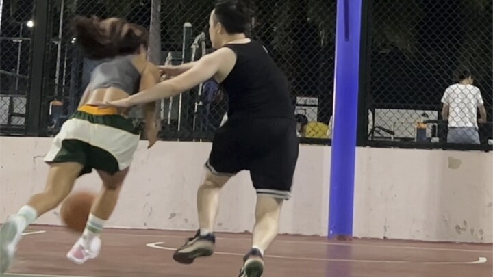 A girl’s entire basketball game on the street court: from being turned down to getting invited, from