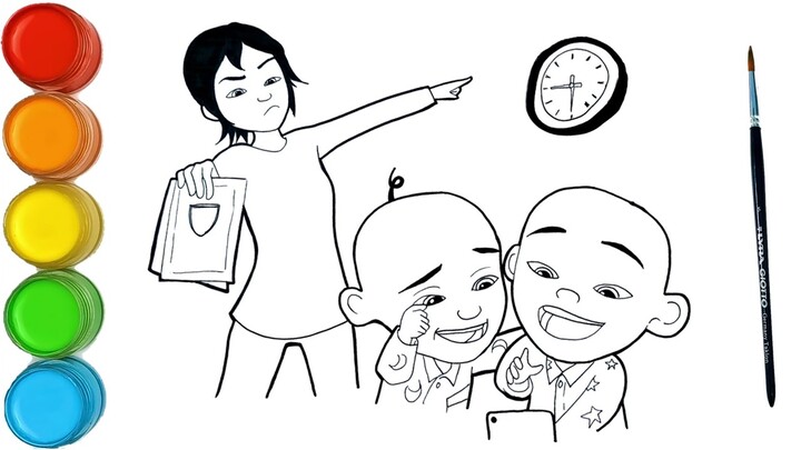 Menggambar dan Mewarnai Kak Ros Marah Upin dan Ipin tidak Belajar | Upin & Ipin kreatif anak