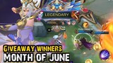 GIVEAWAY WINNERS : MONTH OF JUNE | SELENA GAMEPLAY | MOBILE LEGENDS