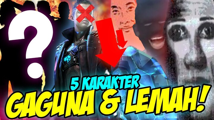 5 KARAKTER FREE FIRE YANG LEMAH DAN TIDAK BERGUNA JANGAN DIPAKAI BIKIN BEBAN !