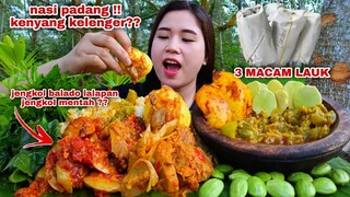 MAKAN NASI PADANG LAUK JENGKOL BALADO AYAM BAKAR TELUR  GULAI LALAPAN JENGKOL MENTAH PETAI KENIKIR