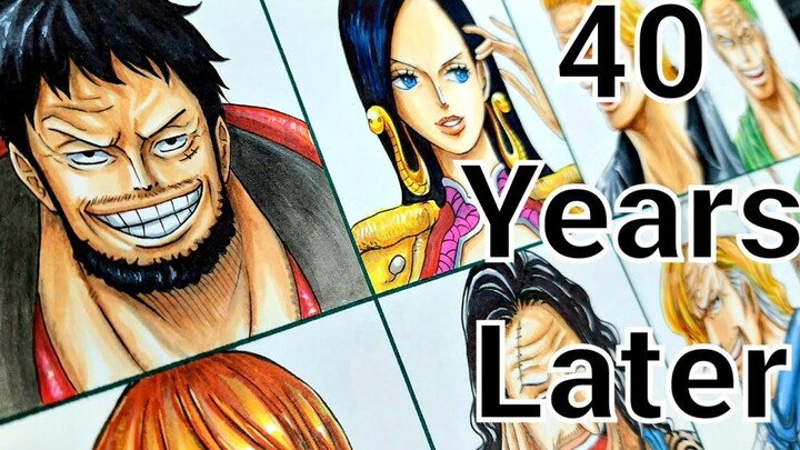 女性不会变老？英雄不会迟暮！画出40年后的海贼王人物[1000期纪念2][ONEPIECE]