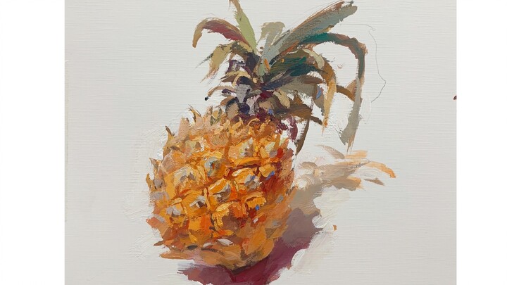 【水粉色彩】画一个单个菠萝……