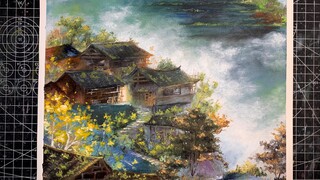 [Oil Pastel Landscape] A Tribute To Fog Hills Of Five Elements