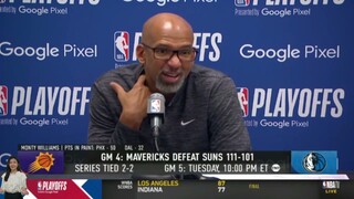 Coach Monty Williams can't believe Mavericks tied Series 2-2 over Suns after 2-0 lead