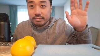 ASMR Plate Licking Mandarin Orange - Sensitive Sounds Of Eating & Cutting (NO TALKING)