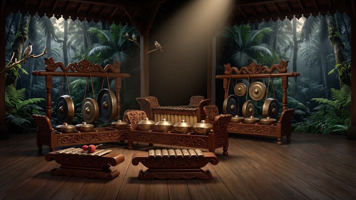 calming  ethnic Javanese gamelan soundscape relaxing instrument. free use, no copyright .