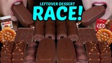 ASMR LEFTOVER DESSERT RACE! KITKAT CANDY ICE CREAM, GIANT CHOCOLATE ICE CREAM, NUTELLA, FERRERO