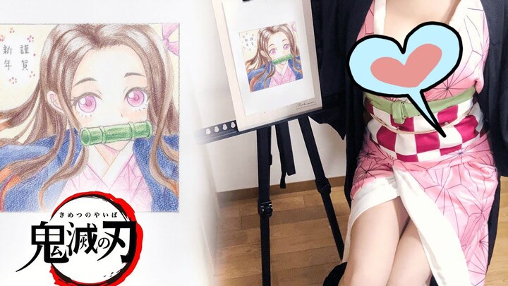 鬼滅 の刃  禰豆子 描いてみた お絵描き メイキング ( Drawing Demon Slayer nezuko )