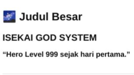 Cerita: Isekai God System