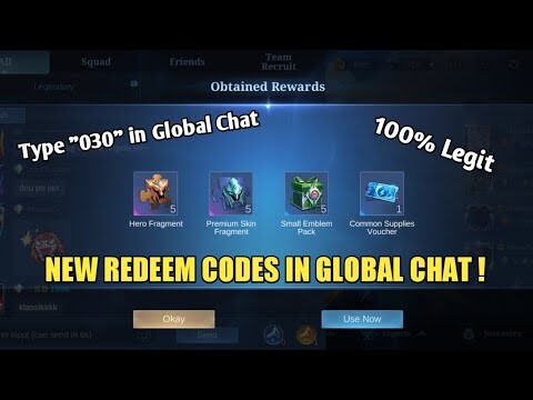 NEW MOBILE LEGENDS REDEEM CODES ON GLOBAL CHAT January 21, 2022 - MLBB