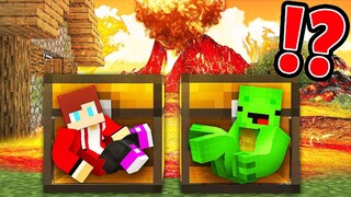 How Mikey and JJ Survive Inside a Chest from a VOLCANIC ERUPTION in Minecraft - Maizen