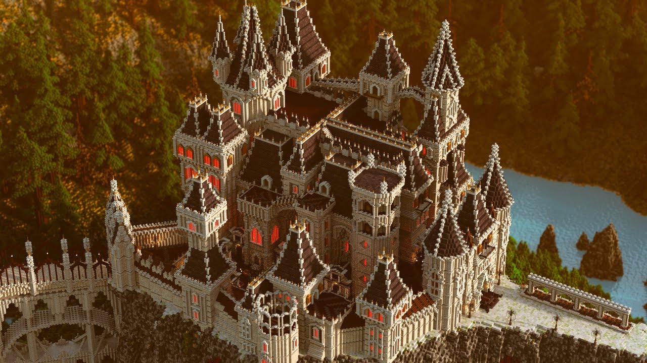 Dracula S Castle Gothic Castle And Gothic Village Timelapse Spooky Minecraft Halloween Themed Map Bilibili