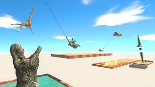 Bungee Jump Over Triple Obstacles - Animal Revolt Battle Simulator